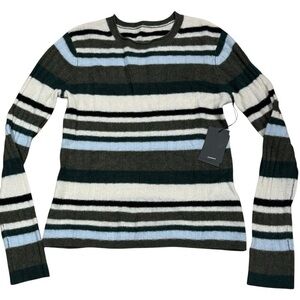 Naadam Sz S Sweater Striped Cashmere Ribbed Pullover Classic Minimalist Preppy
